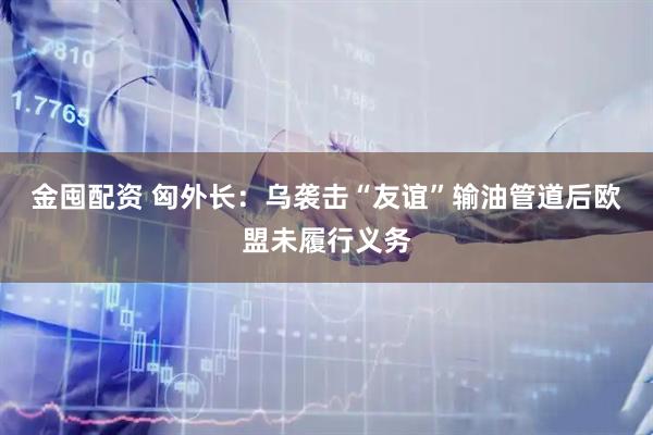 金囤配资 匈外长：乌袭击“友谊”输油管道后欧盟未履行义务